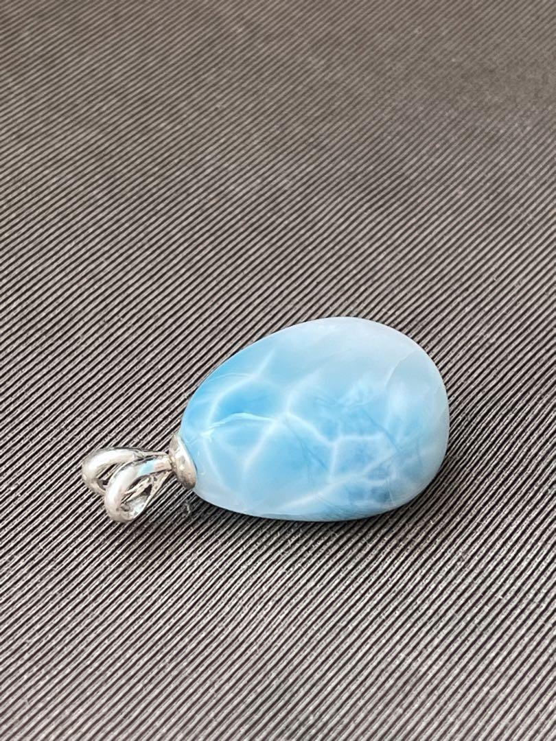 天然石☆高品質！ラリマーしずく型ペンダントトップ☆ラリマーらしいかめ模様がステキ