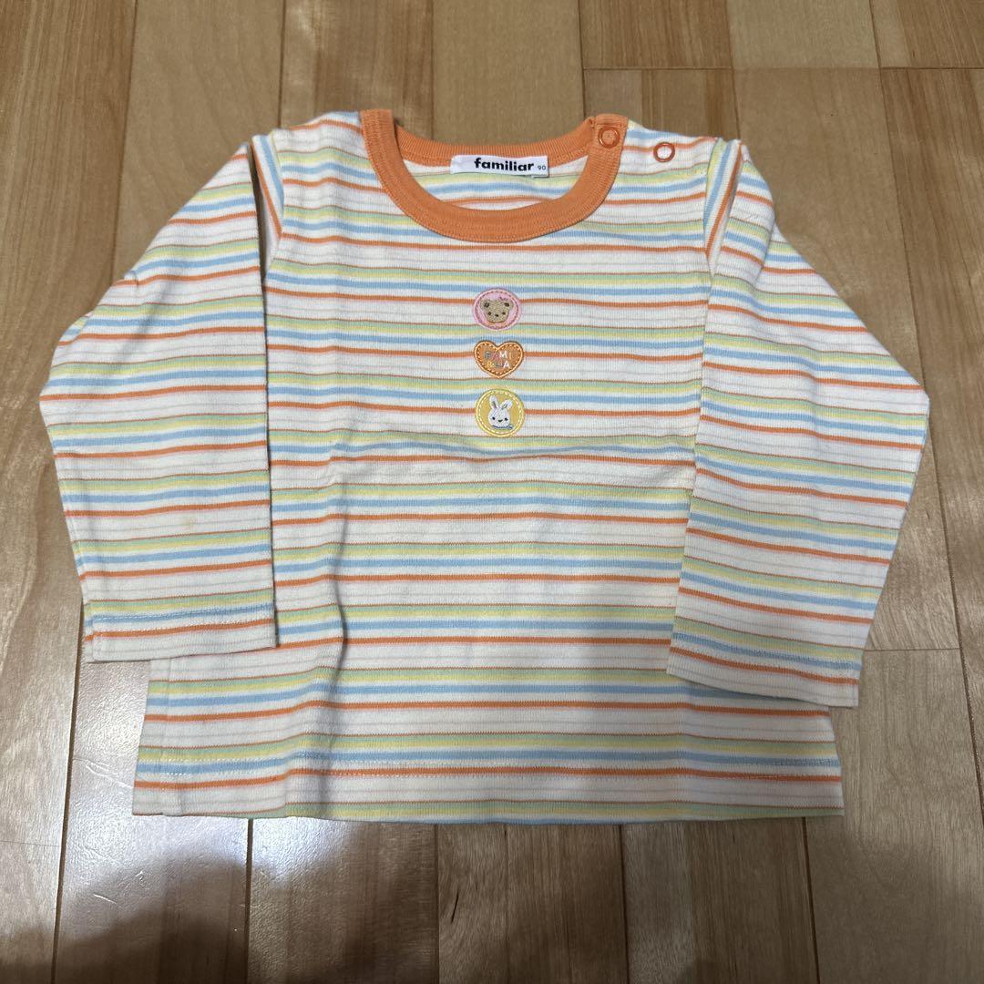 familiar ストライプ 長袖Tシャツ 90cm familiar ストライプ 長袖カットソー 90