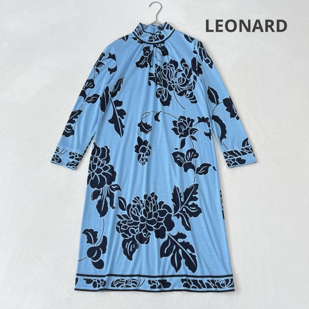 LEONARD レオナール 花柄 ハイネック 長袖トップス ▪️レオナール 花柄 ワンピース ハイネック 長袖 シルク混