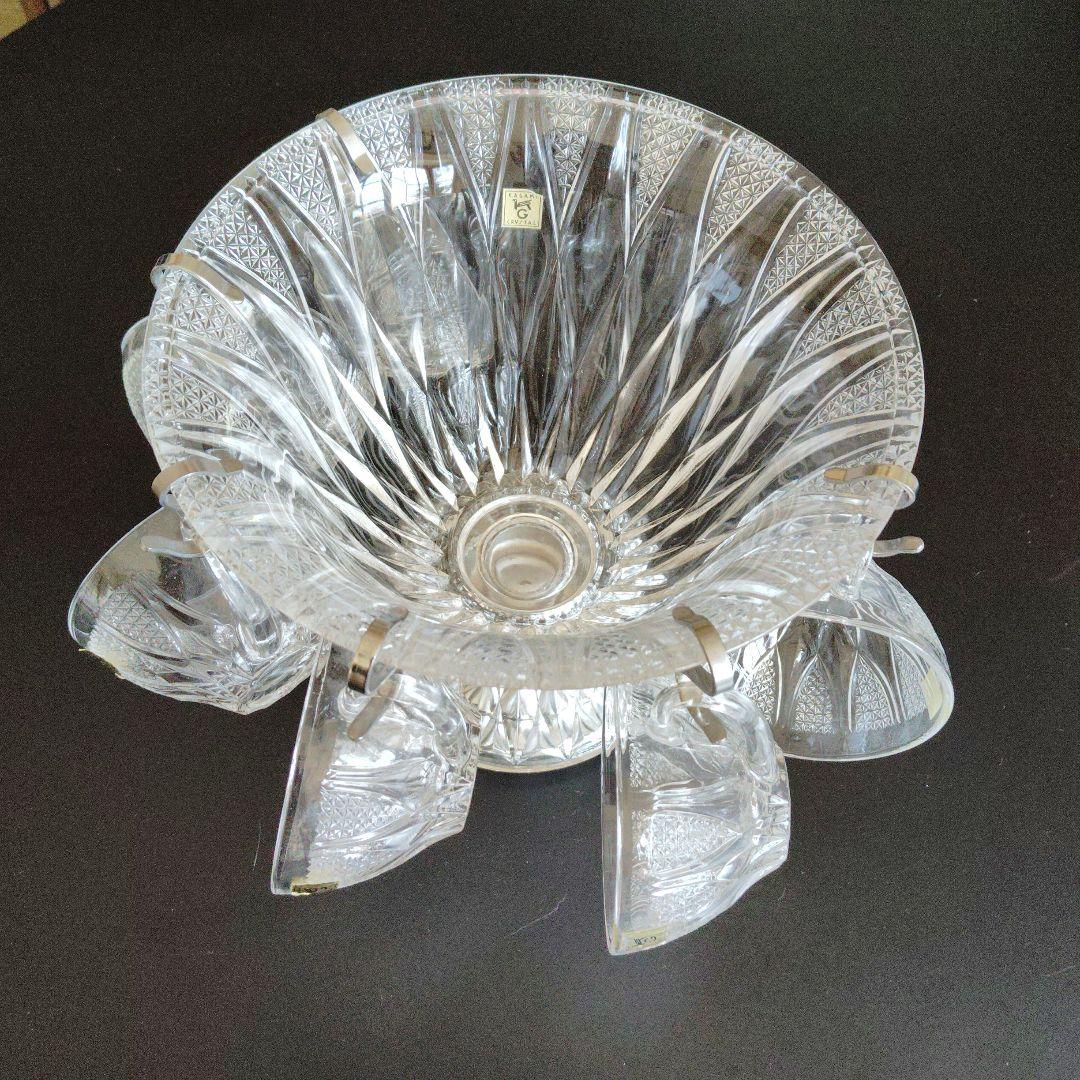 【本物新品保証】 クリスタルガラス 美術品 6個 フルーツポンチ・ティーセット 工芸品