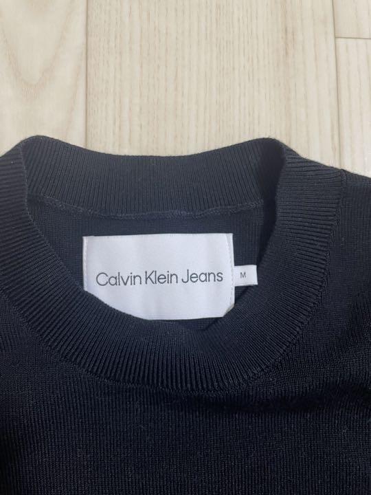 CALVIN KLEIN】◇ウエストロゴインターシャセーター Mサイズ 黒 代引き