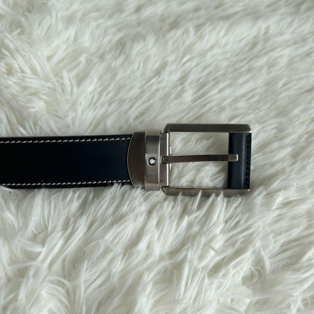 極美品✨ モンブラン ホワイトスター レザー ベルト シルバー