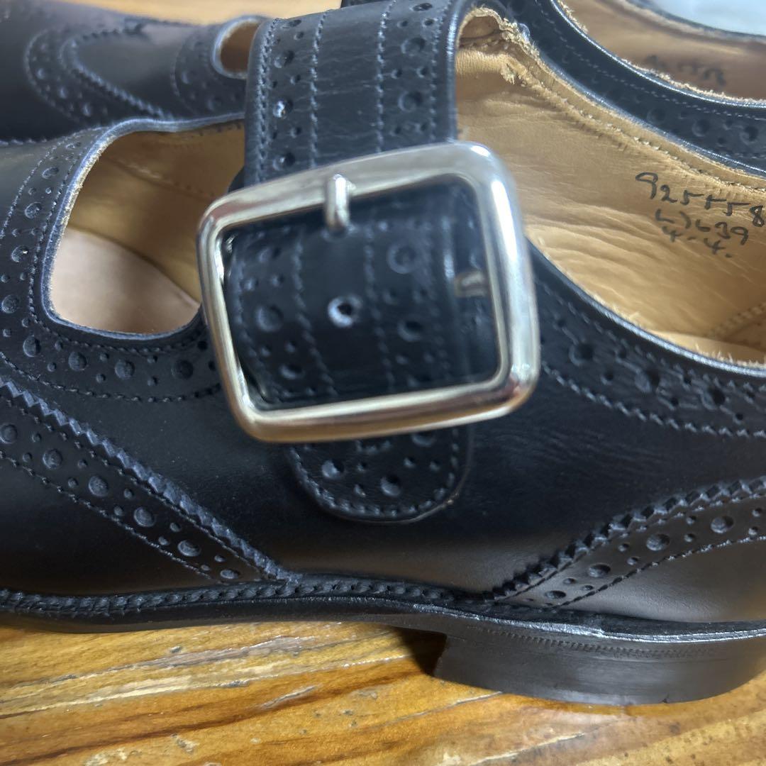 新品 Tricker's ブラック メリージェーン シューズ 4-4 革靴
