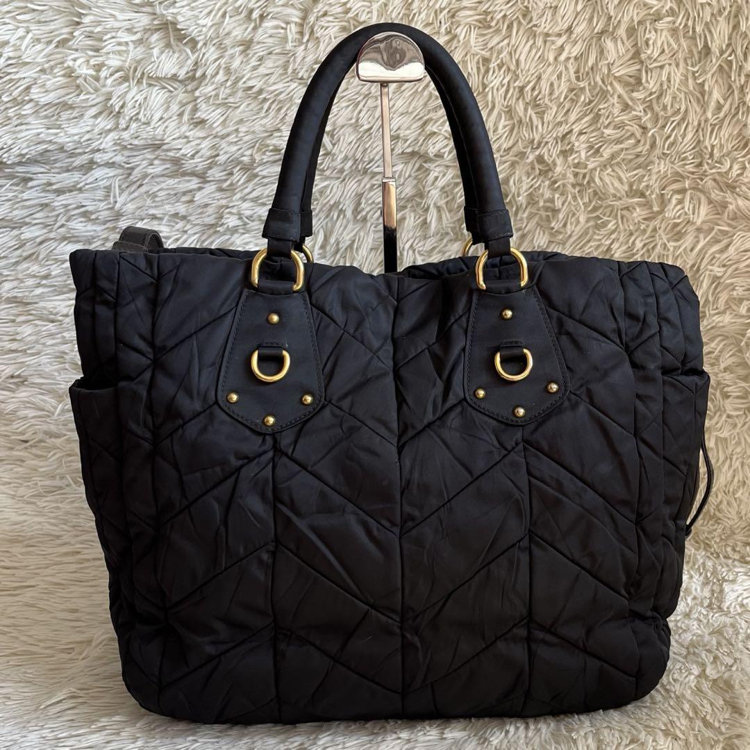 極美品✨PRADA ショルダーバッグ　2WAY キルティング　トートバッグ　黒