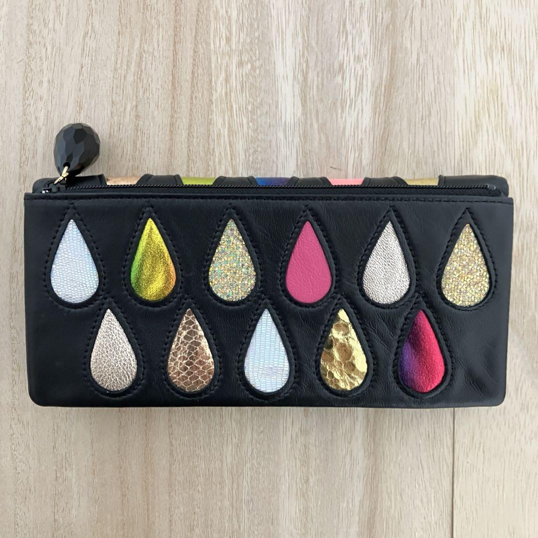 訳あり✨未使用✨ツモリチサト✨ドロップ柄 ✨長財布✨ブラック 訳あり未使用品✨ツモリチサト✨長財布✨ドロップ✨ブラック 小物