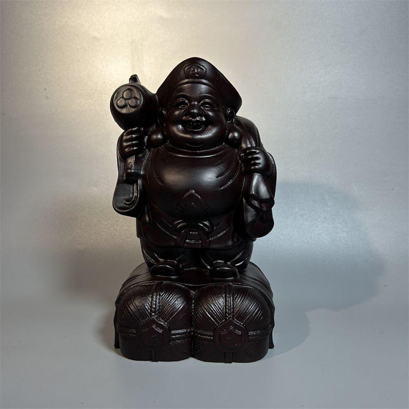 置物 開運 仏像 七福神 高級天然木彫り 大黑天 工芸品 極細工 美術品 風水
