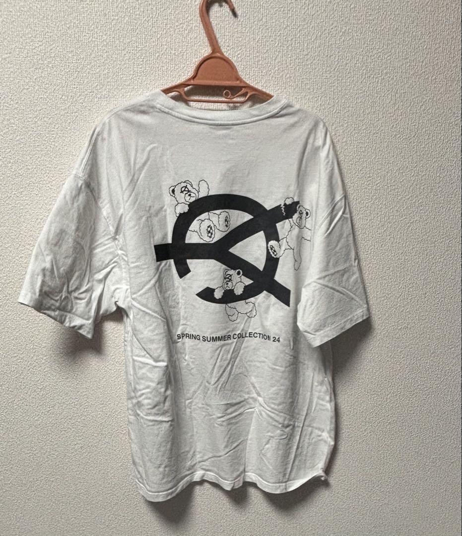 OY くま Tシャツ ホワイト プリント半袖Tシャツ 地雷 OY オーワイ オードリー バックプリント ロゴ Tシャツ くま 地雷
