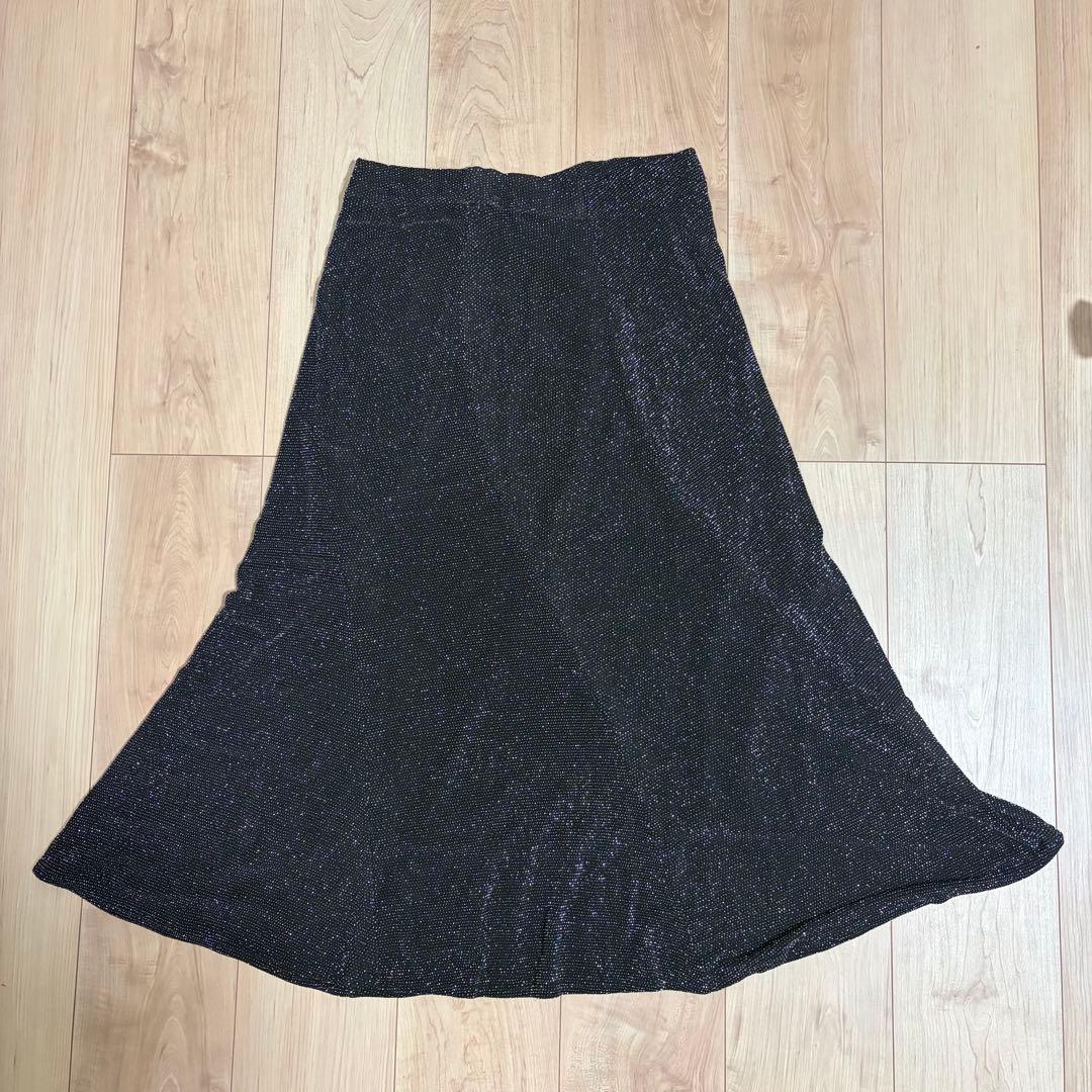 社交ダンス フレアスカート 黒 ラメ 無地 Fサイズ レッスン用 - メルカリ
