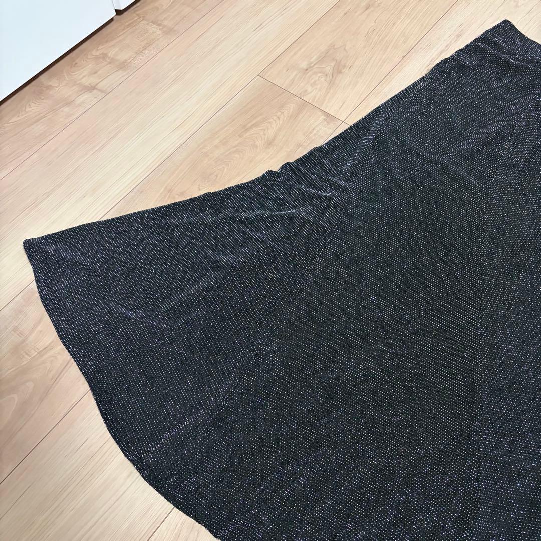 社交ダンス フレアスカート 黒 ラメ 無地 Fサイズ レッスン用 - メルカリ