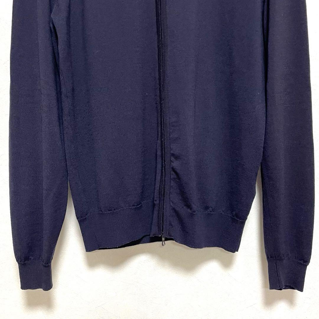 JOHN SMEDLEY ニット メリノウール ジップアップ ネイビー L