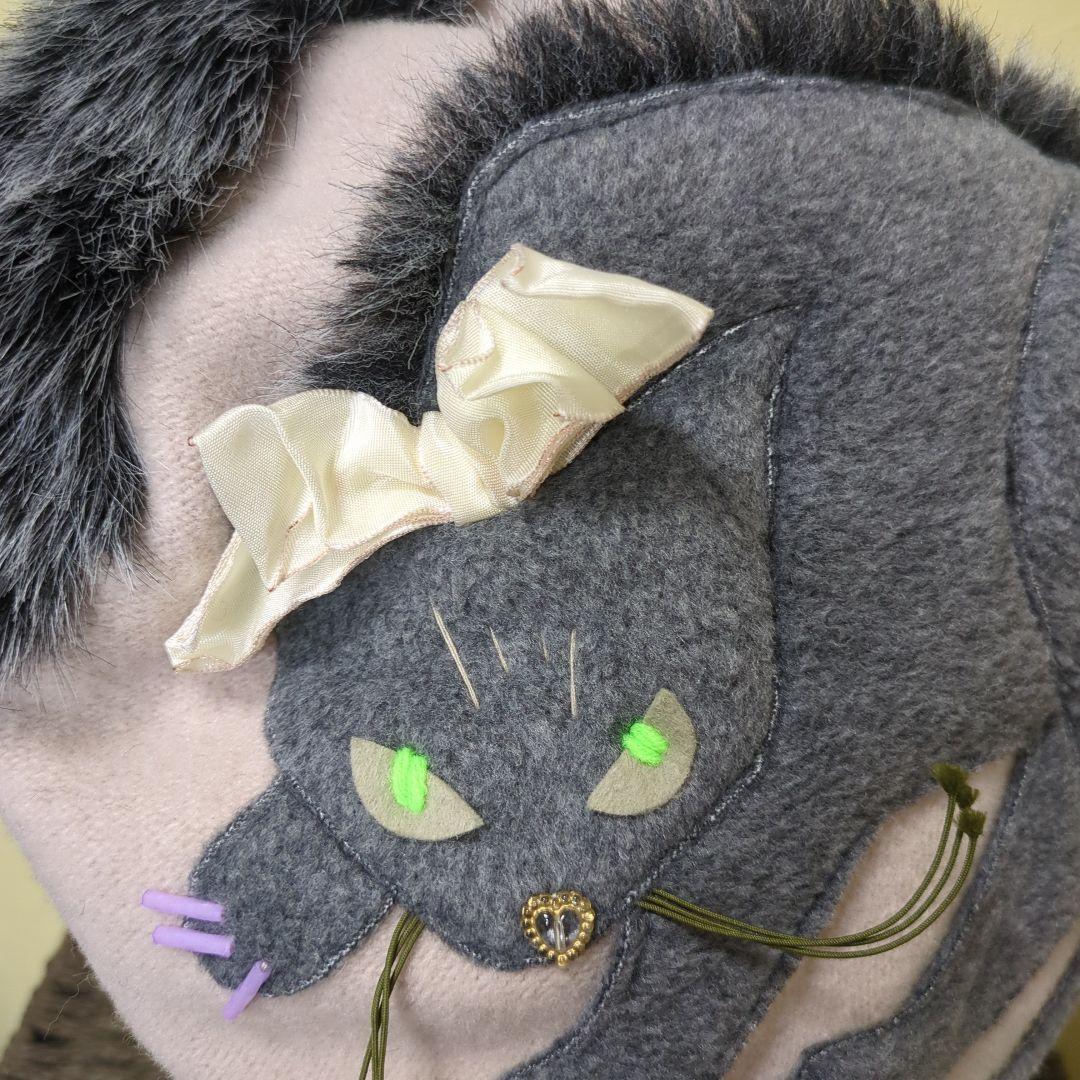 カシラ　猫デザイン ベレー帽 グレー ピンク 猫デザイン ベレー帽 グレー ピンク - メルカリ