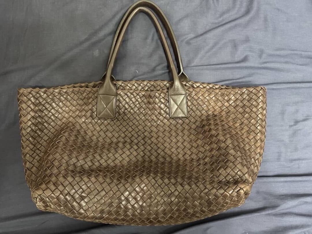 ボッテガヴェネタ トートバッグ イントレチャート レザー ダークブラウン メンズBottega Veneta