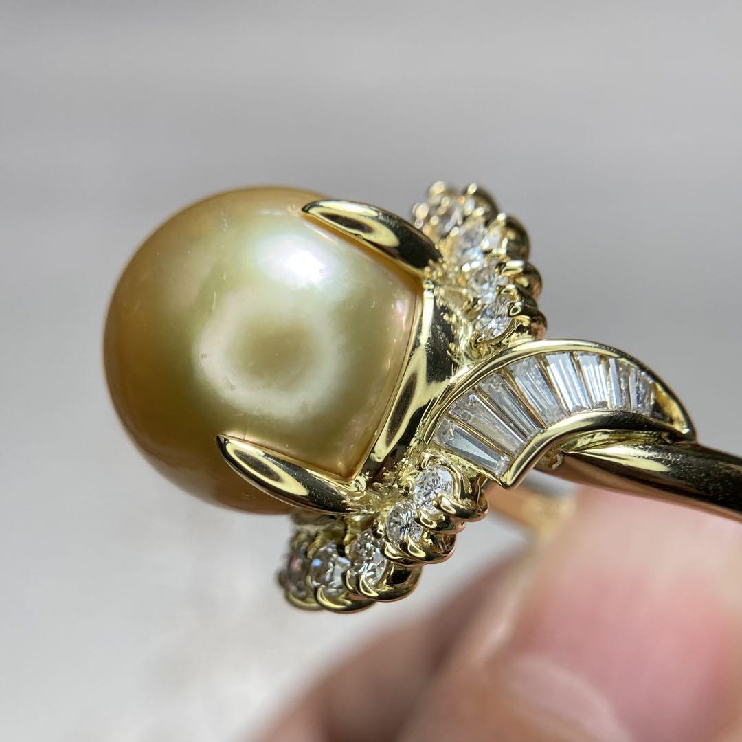 天然白蝶ゴールデンパール13.3mm D1.03ct