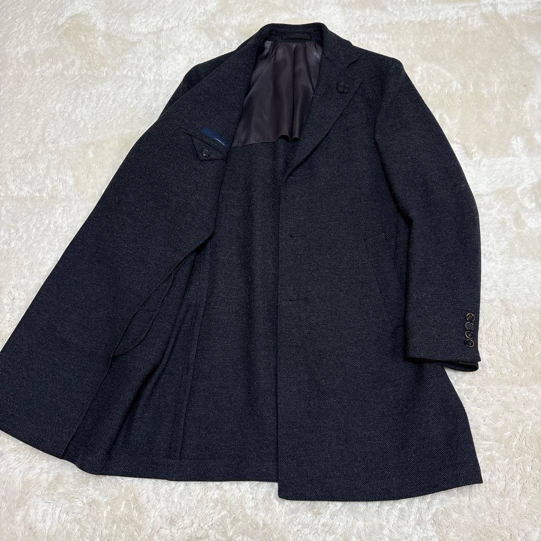 ラルディーニ ヘリンボーン チェスターコート ウール イタリア製 46M LARDINI