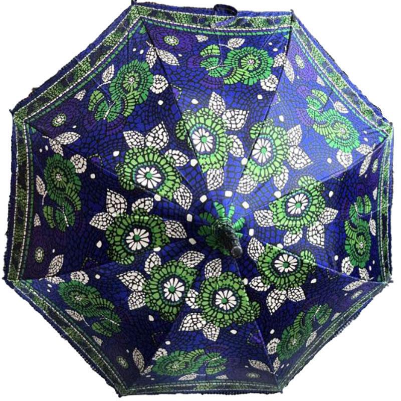 M115 ANNA SUI アナスイ 長傘 ステッキ 蝶 花 ネイビー グリーン