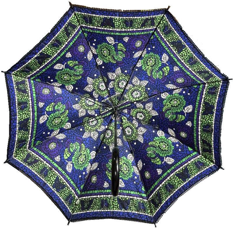 M115 ANNA SUI アナスイ 長傘 ステッキ 蝶 花 ネイビー グリーン