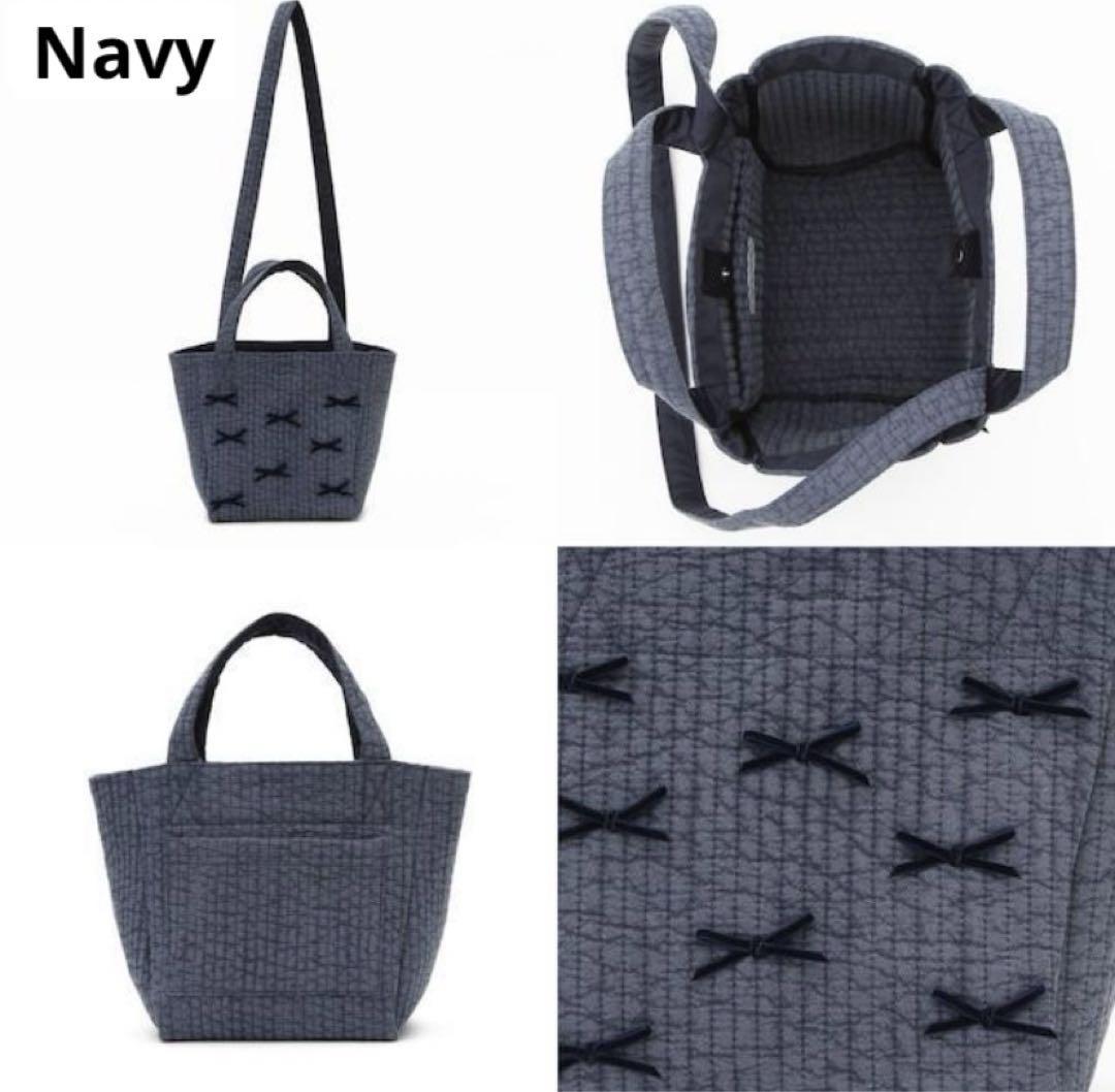 高評価の贈り物 Bag Town gypsohila 新品 S ネイビー リボントートバッグ バッグ