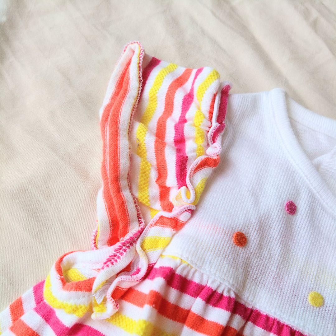 familiar ワンピース 80 半袖 マルチカラー くま 刺繍 - メルカリ