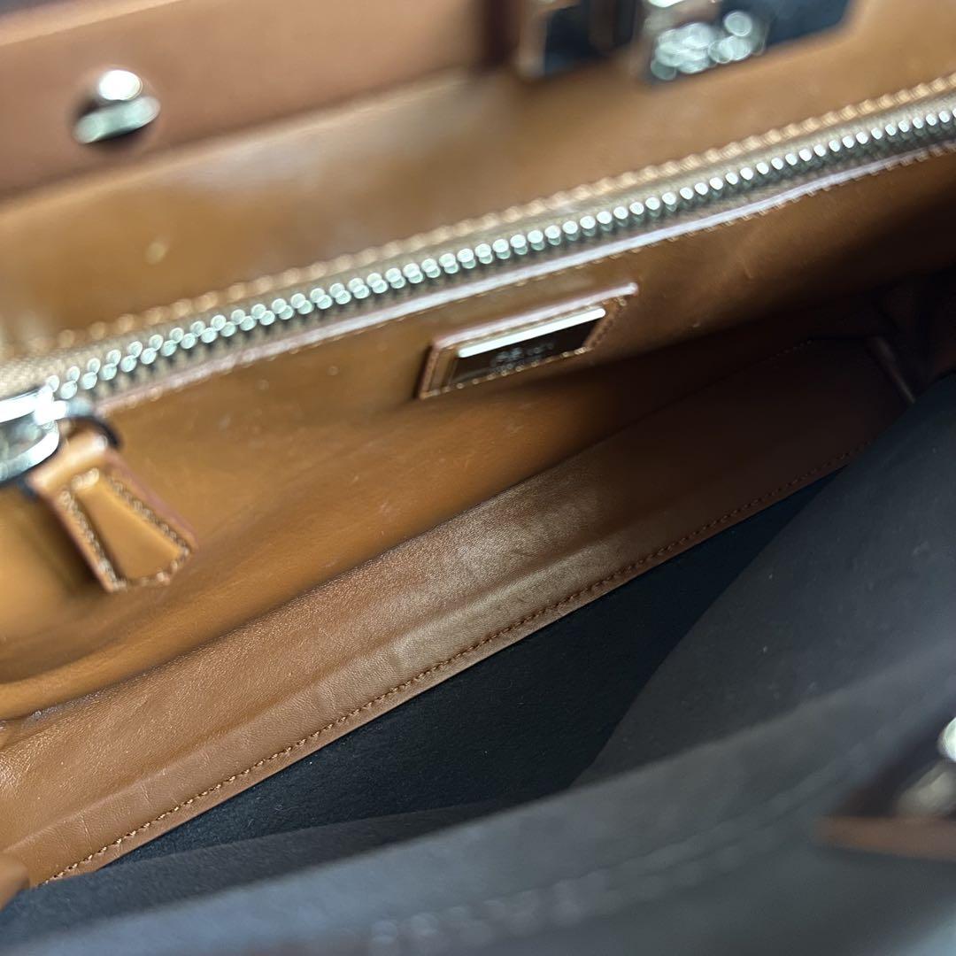 FENDI ピーカブー レギュラー リボン ブラック ブラウン ショルダーバッグ