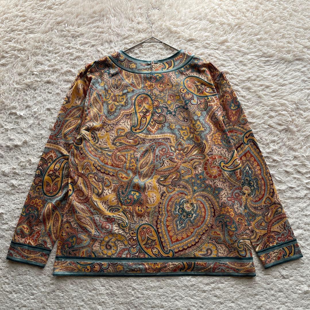 【美品】レオナール セットアップ ペイズリー トリム シルク混 マルチカラー L 【美品】レオナール セットアップ ペイズリー トリム シルク混 マルチカラー L
