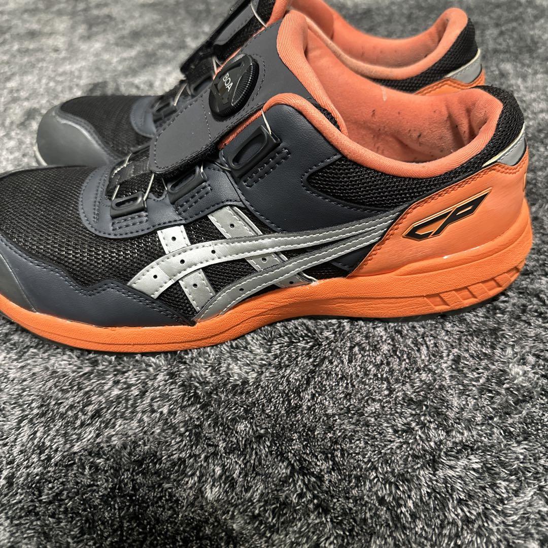 ASICS BOA 安全靴 ブラック/オレンジ　ウィンジョブ　人気色