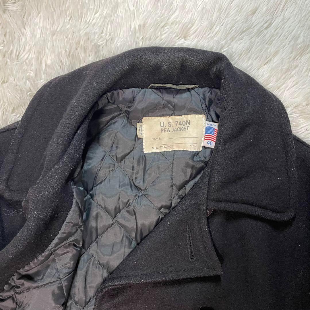 希少　SCHOTT 740N メルトンウール Pコート XL USA ブラック