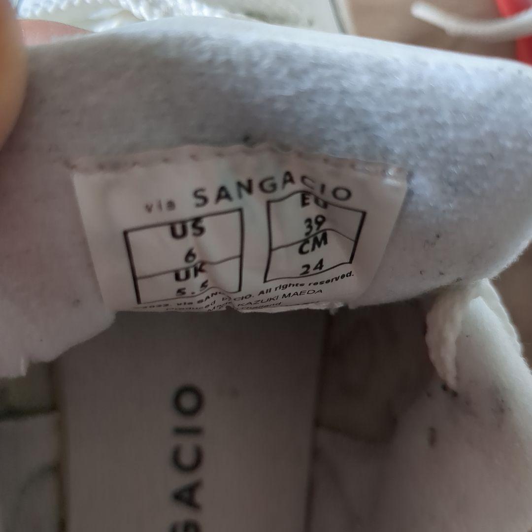 SANGACIO　サンガッチョ　レザーローカットスニーカー　ホワイト x レッド