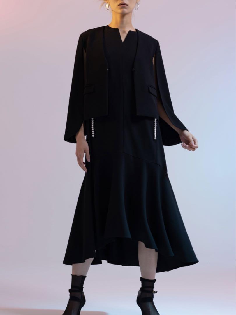約5.3万円 タグ付 Arobe Pearl Frill Dress BLACK
