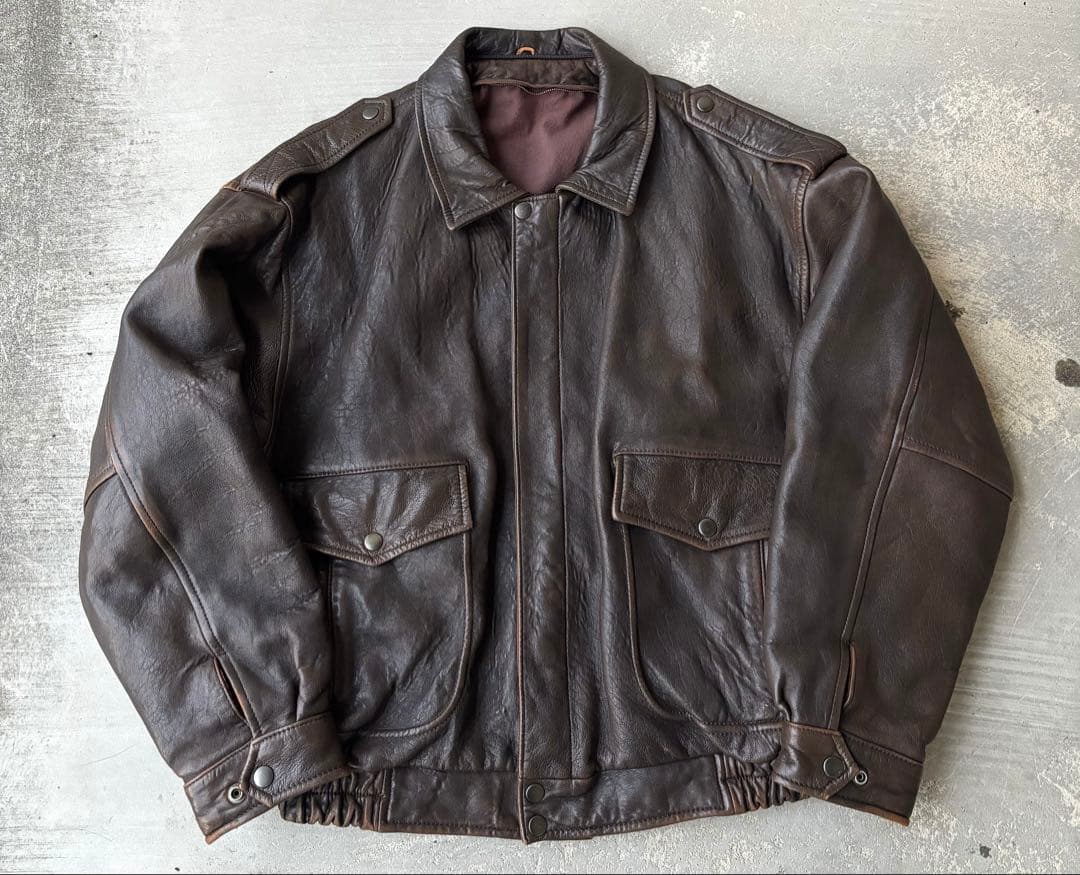 80s A-2 type レザージャケット ブラウン 茶色 SIZE