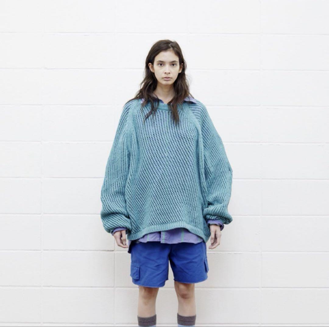UNUSED 3G crew neck mesh knit ローゲージニット