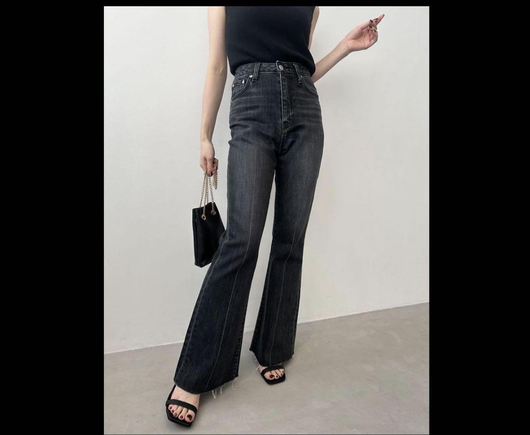 パンツ Semi flare denim GREY 1