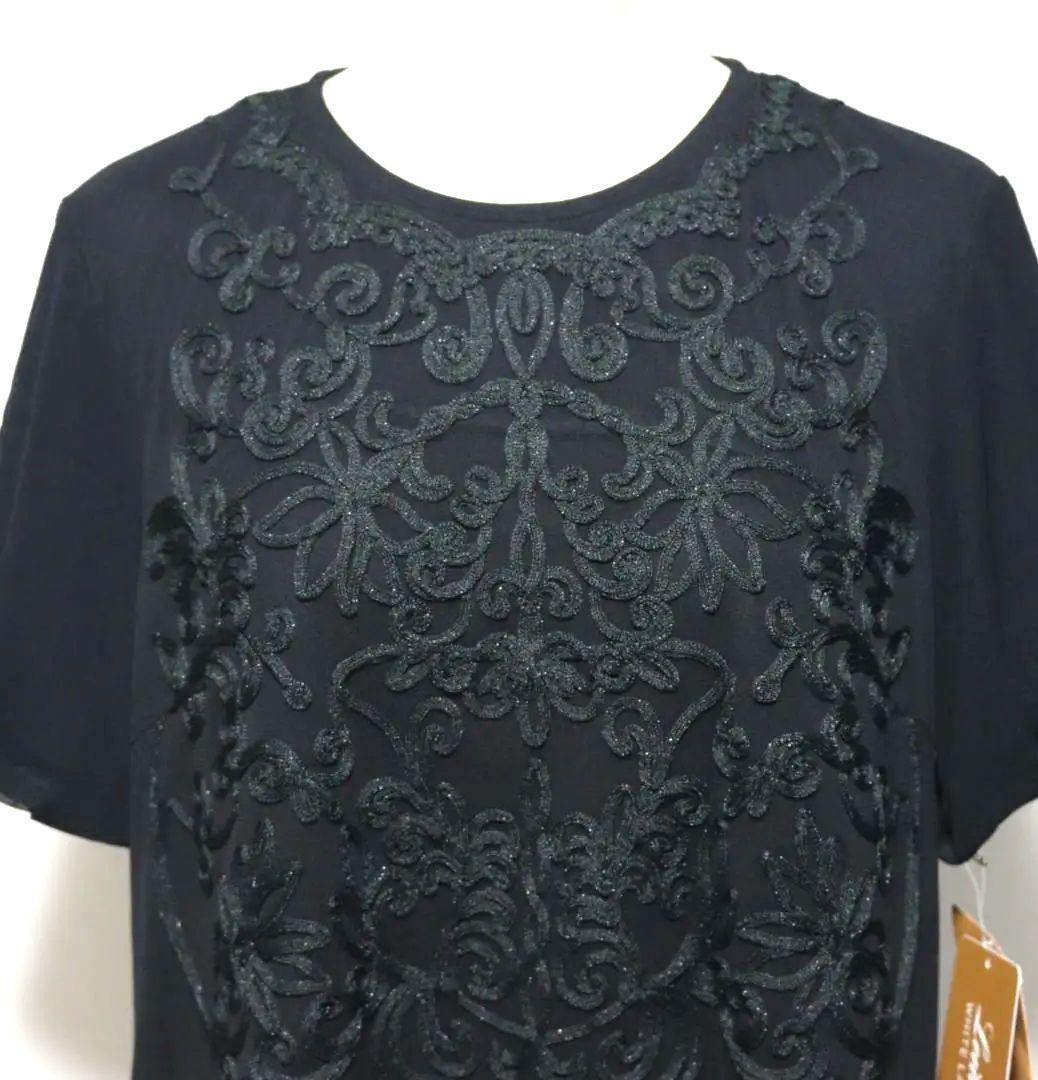 新品タグ付き【レリアン】ラメ入り刺繍 チュニック カットソー 黒 9 新品タグ付き【レリアン】ラメ入り刺繍 チュニック カットソー