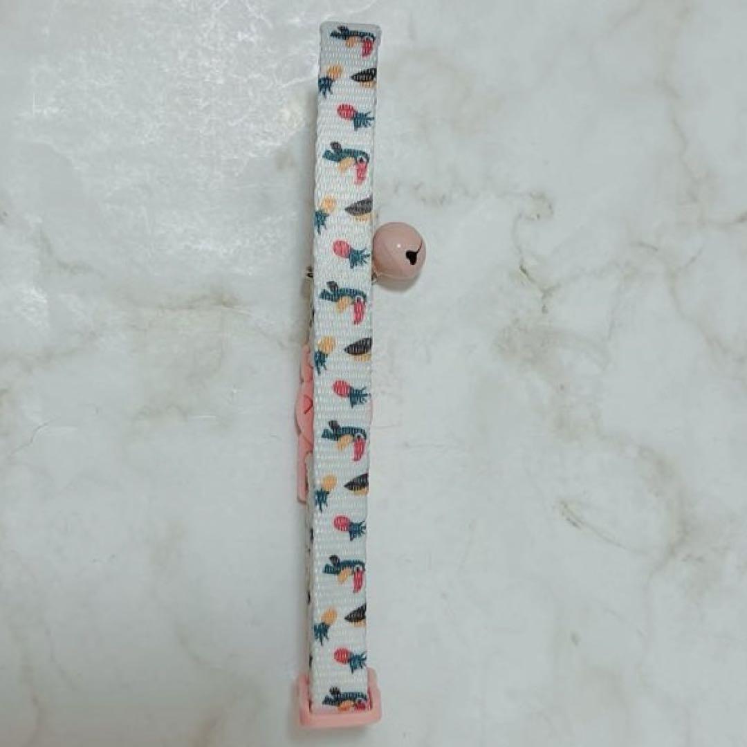 猫 首輪 セーフティバックル パイナップル 鳥 柄 幅1cm 18-29cm