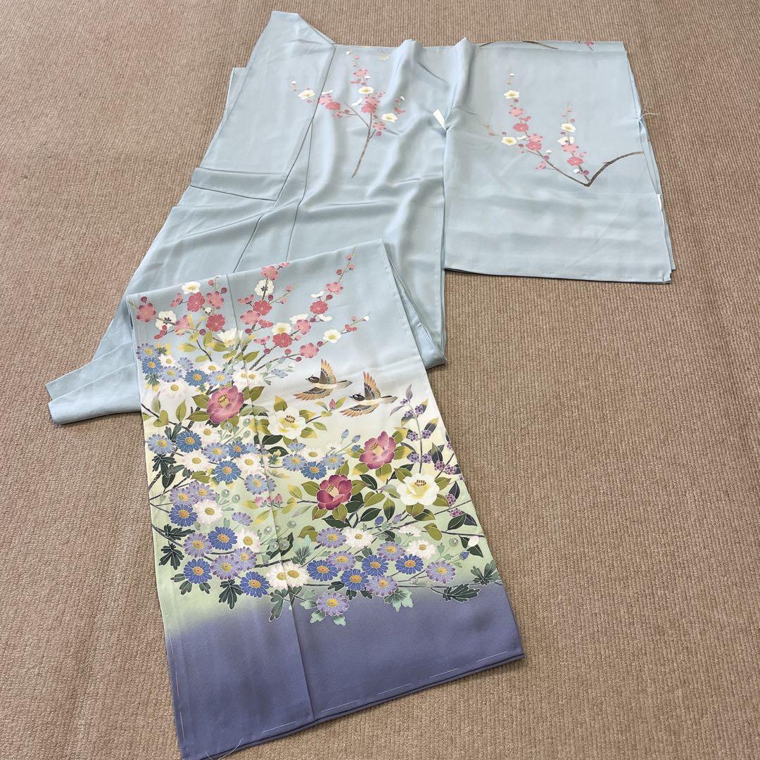 新品 仮絵羽 加賀友禅 藤藁隆作 光風 伝統的工芸品 浜ちりめん 正絹 着物 画像2