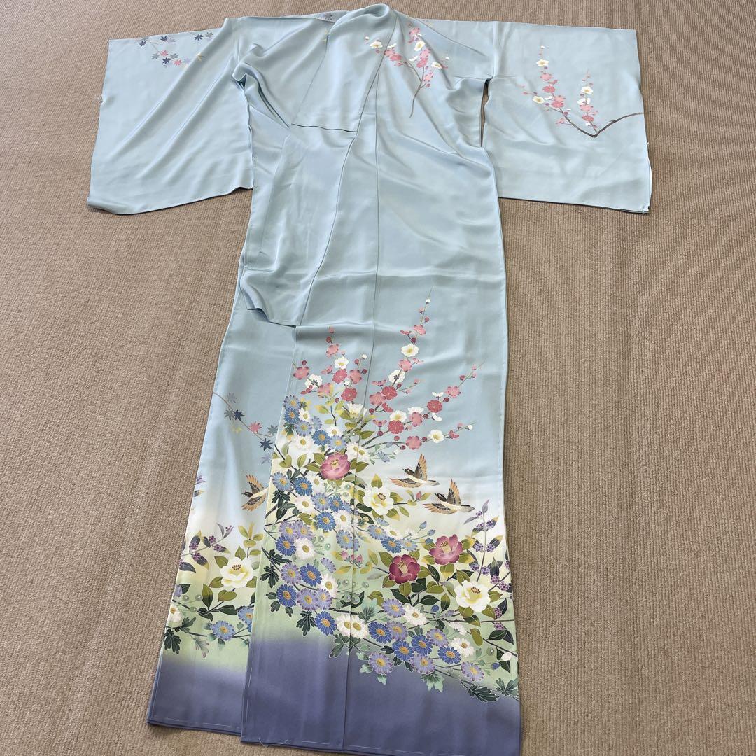 新品 仮絵羽 加賀友禅 藤藁隆作 光風 伝統的工芸品 浜ちりめん 正絹 着物 画像6