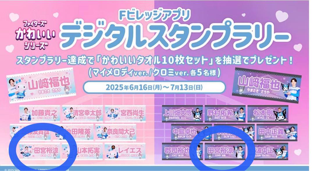 田宮裕涼　タオル　２枚セット　マイメロ　クロ　かわいいシリーズ