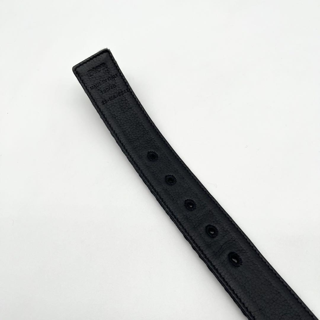 【美品】Dior リバーシブルベルト ジャガード ストラップ 総柄 グレー 黒