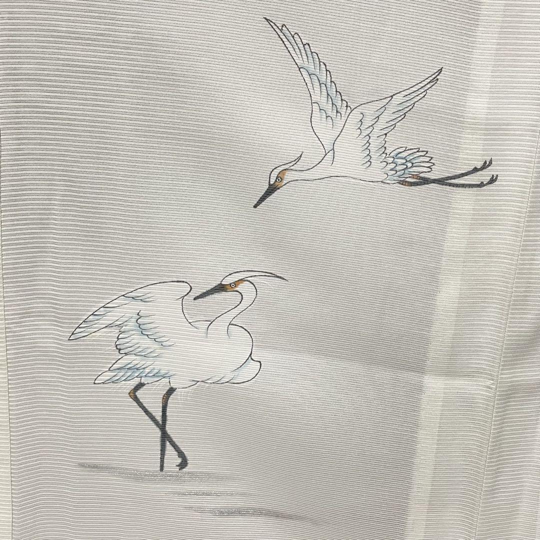 D325 夏着物 訪問着 鷺 サギ 薄緑 絽 正絹 極美品 - メルカリ