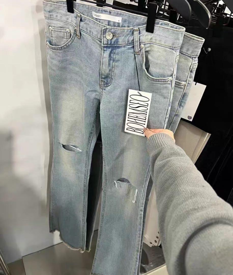 BOHEMIAN SEOUL] DAMAGE WIDE DENIM PANTS 正規品 韓国ブランド