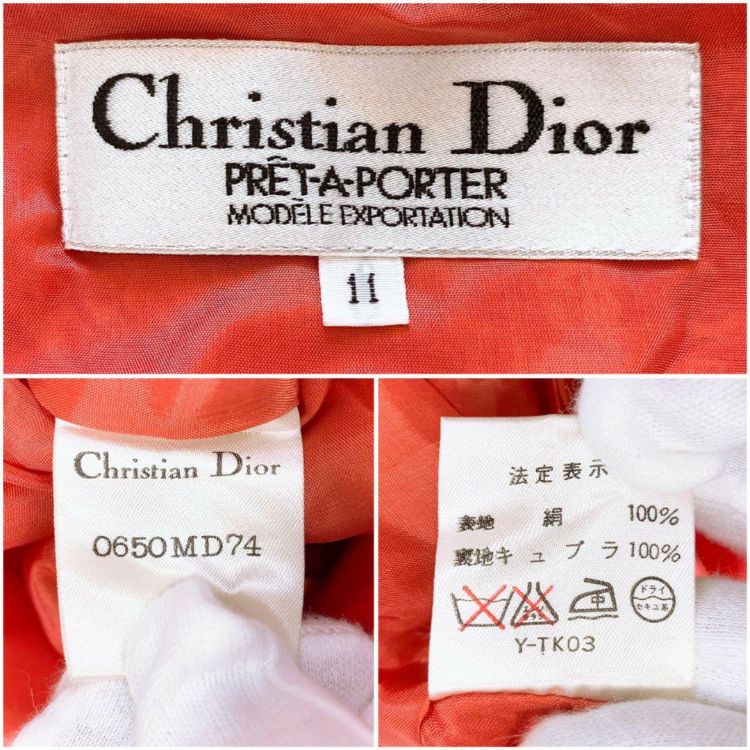 極美品✨クリスチャンディオール シルク100 ロングワンピース 総柄 赤 11