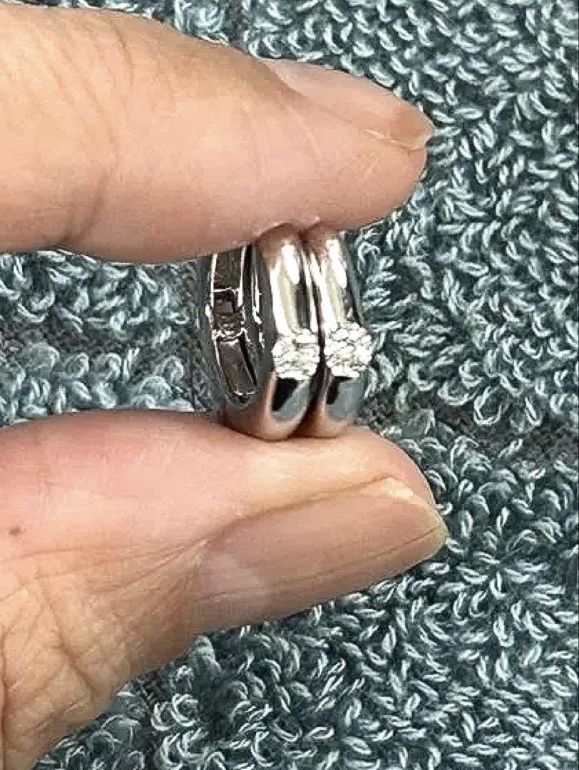 美品！プラチナ 中折れピアス フープピアス ダイヤモンドピアス
