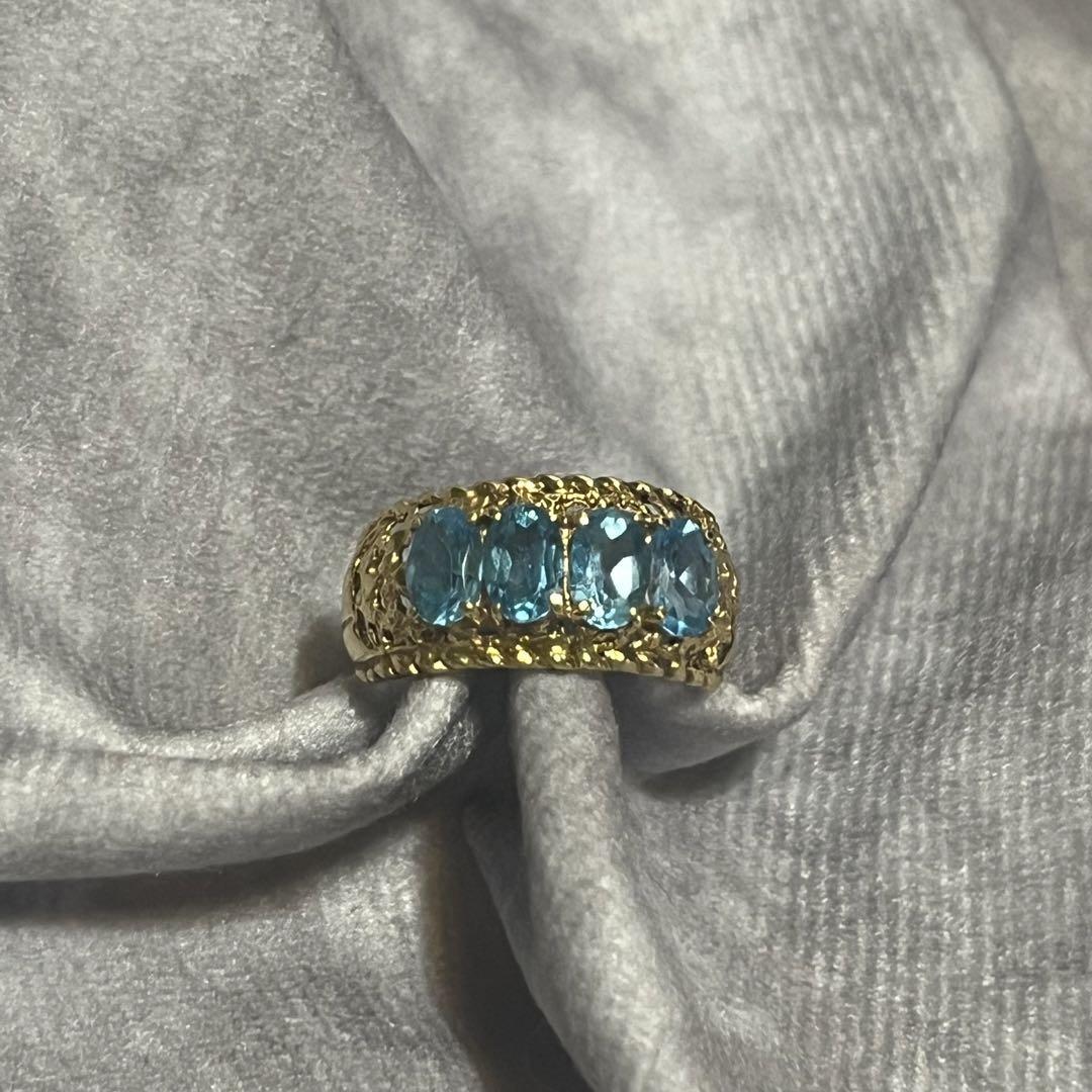 【K18:3.4g】BLUE  TOPAZ GOLD RING