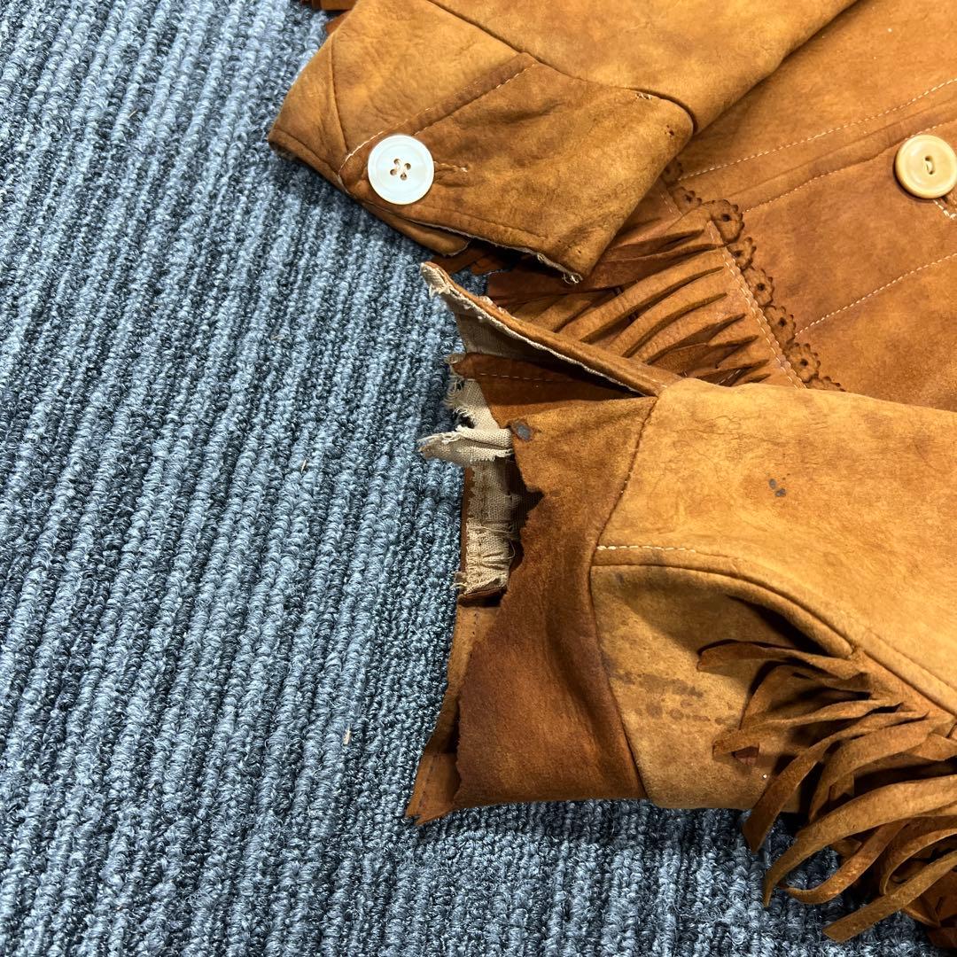 【1970s】ビンテージ フリンジ ディアスキンレザージャケット 古着屋 【1970s】ビンテージ フリンジ ディアスキンレザージャケット 古着屋