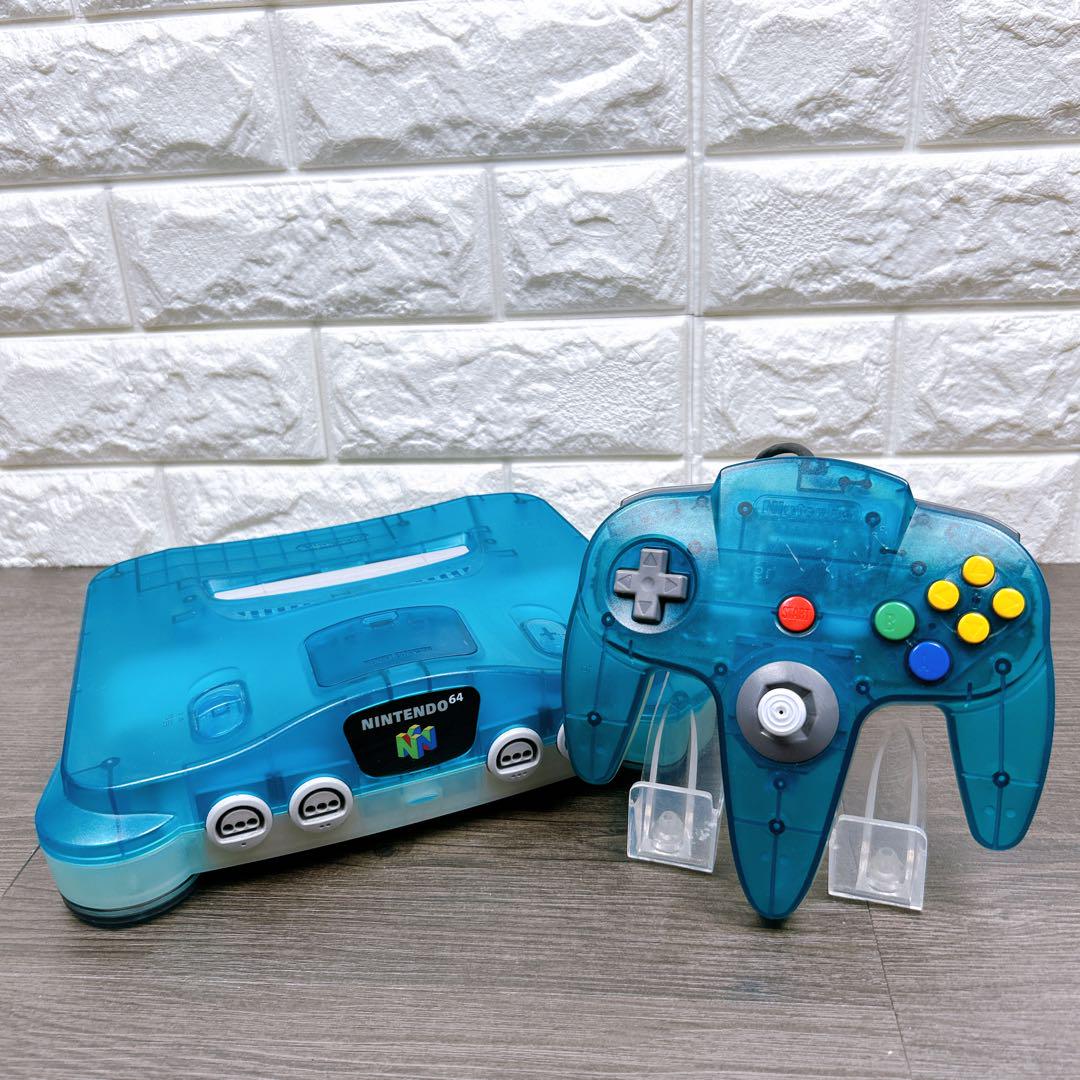 【N64】Nintendo64 クリアブルー　本体一式 すぐ遊べる