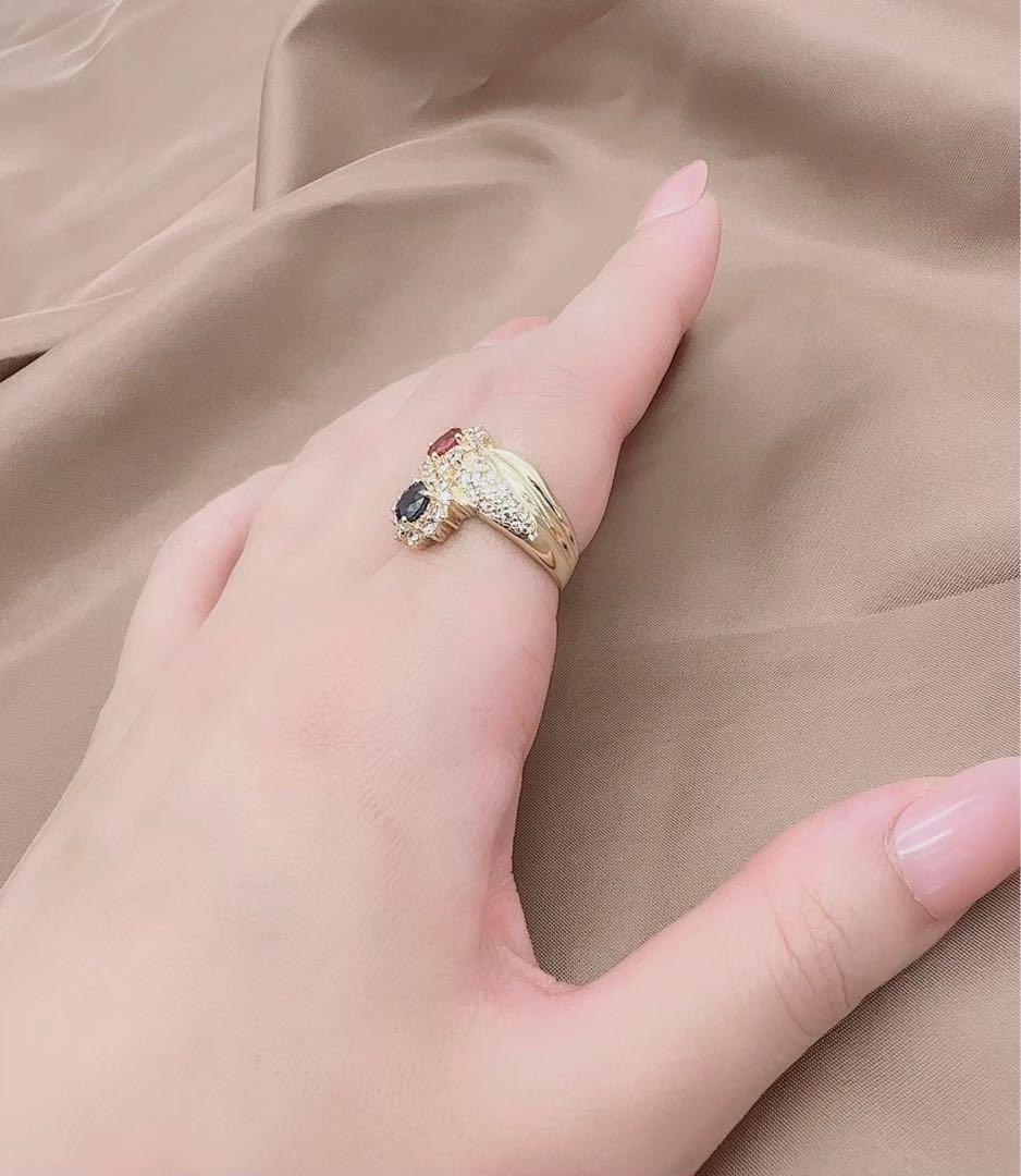 希少！最高級！天然ダイヤモンド 天然ルビー 天然サファイア リング 指輪 18金