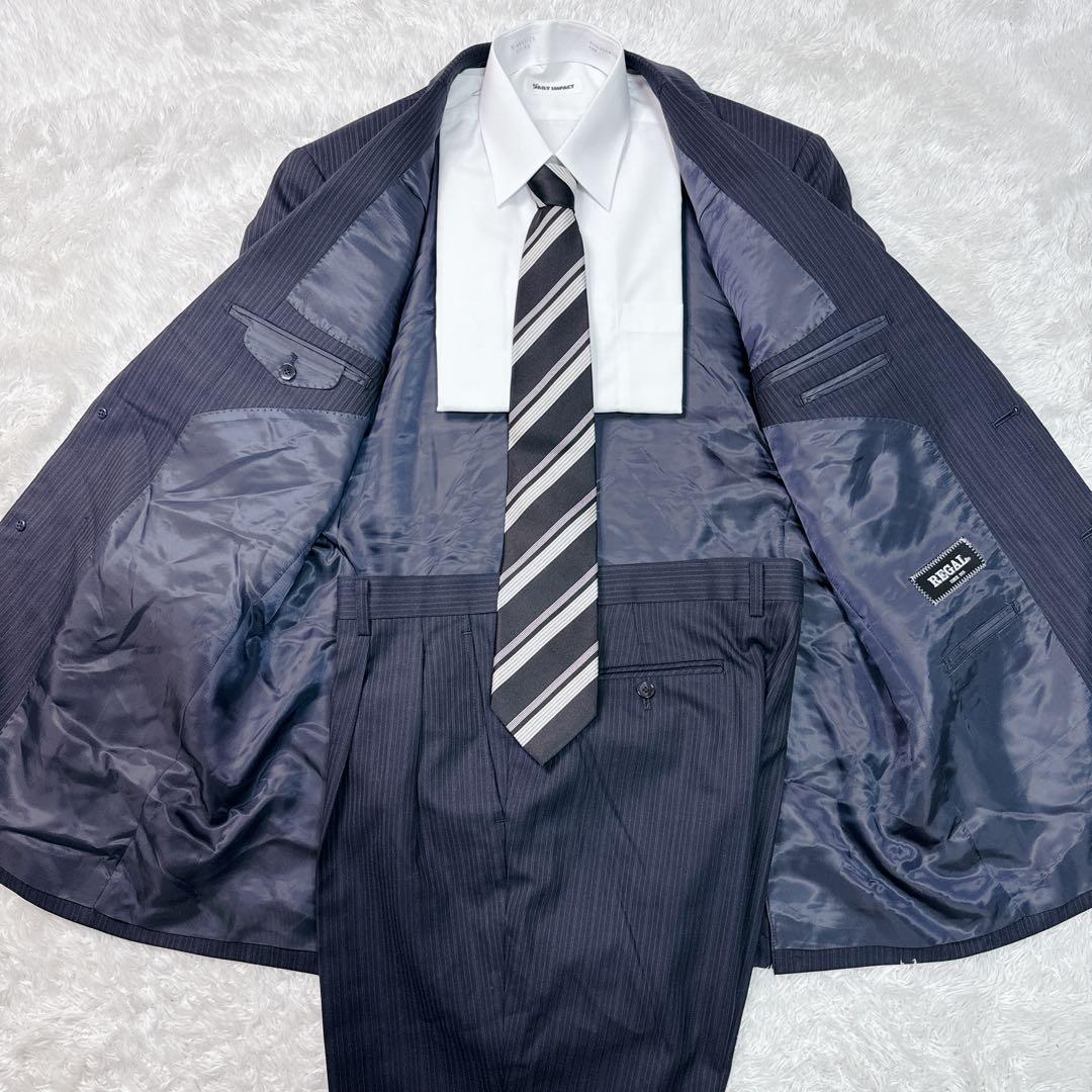 REGAL リーガル AB8 セットアップ ネイビー ストライプ 2XL 総裏