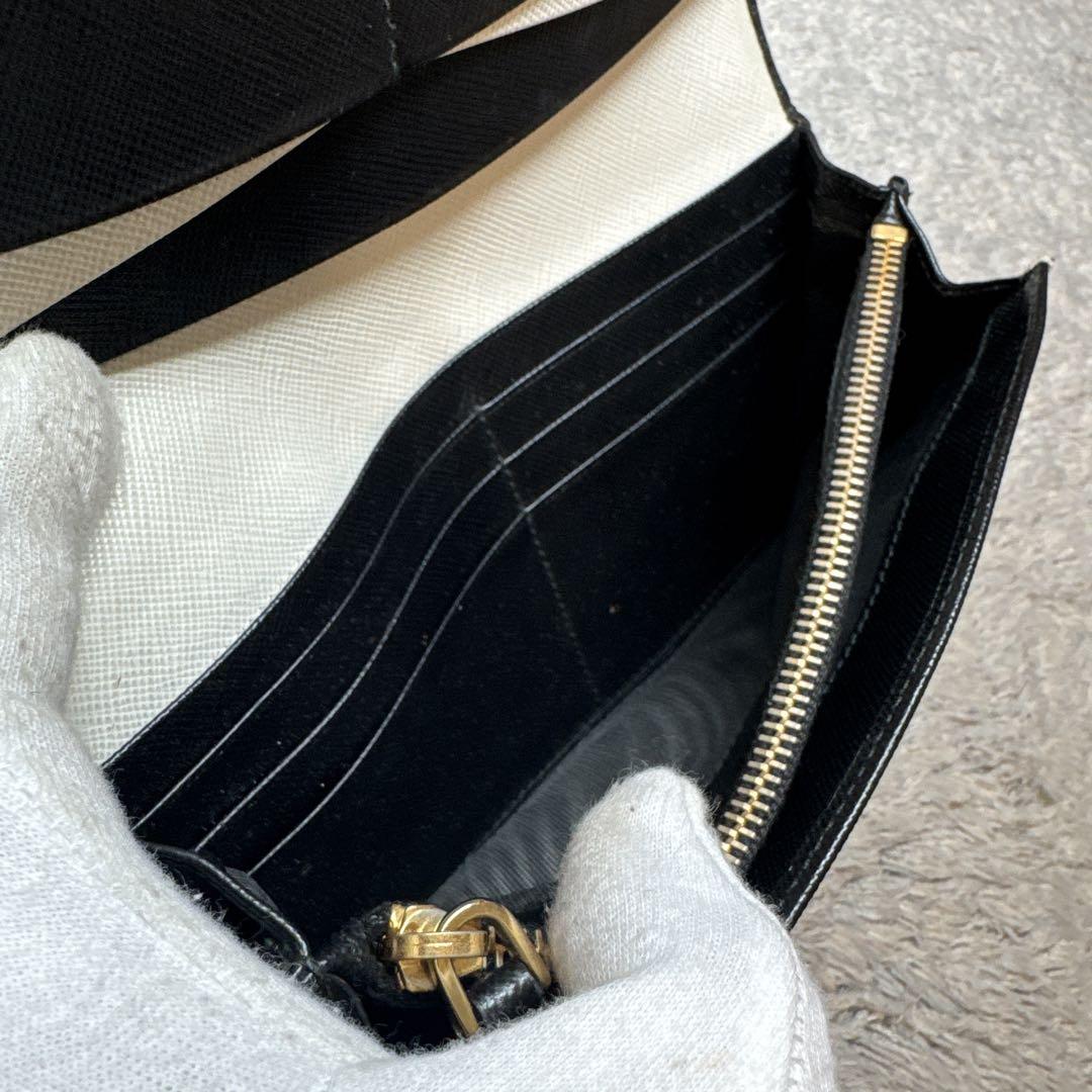 PRADA プラダ 長財布 サフィアーノ ブラック ゴールドロゴ