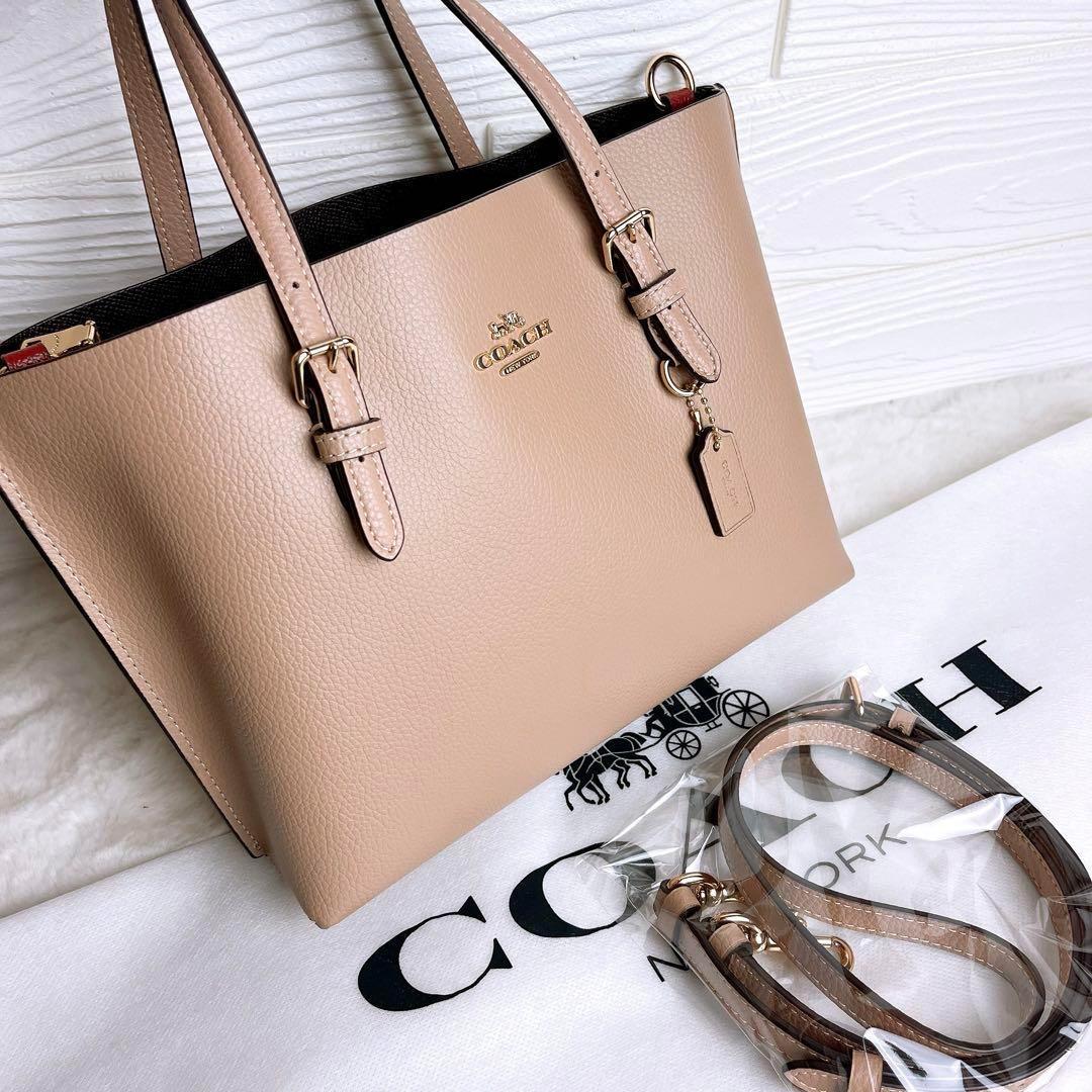 極美品☆COACHコーチ 2wayショルダーバッグ ベージュ レザー