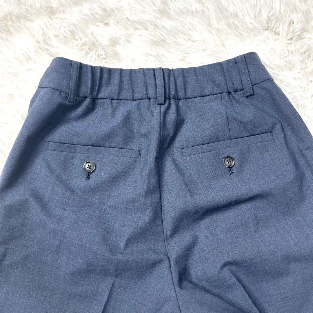 ★極美品★グリーンレーベルリラクシング ノーカラー パンツスーツ ネイビー