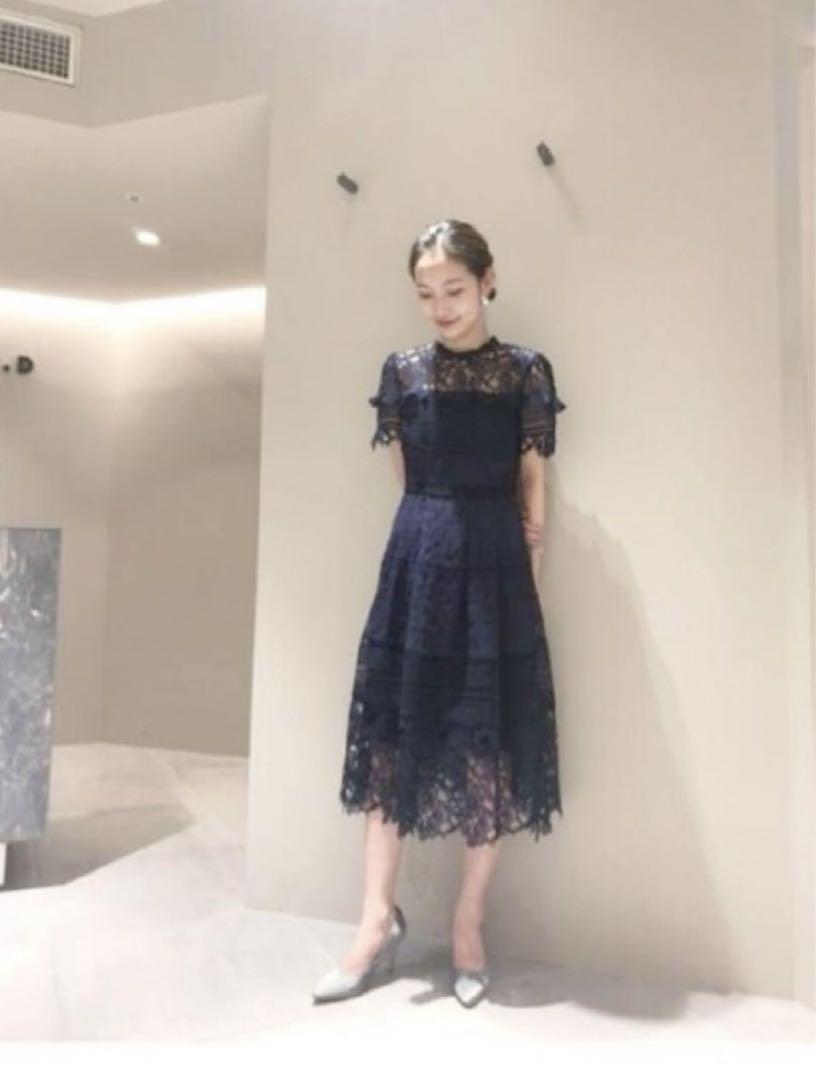 FRAY I.D レースワンピース　ドレス　ネイビー